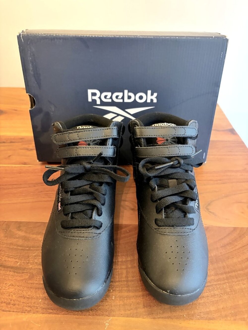 Reebok Freestyle Hi Black High-Top Sneakers — Women's Size 6.5